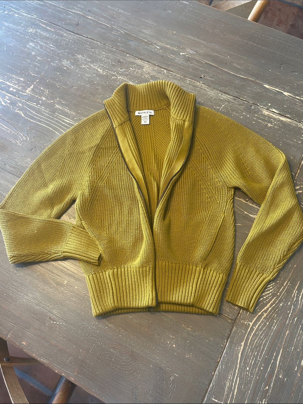 Athleta Zip-Up Ribbed Knit Cardigan